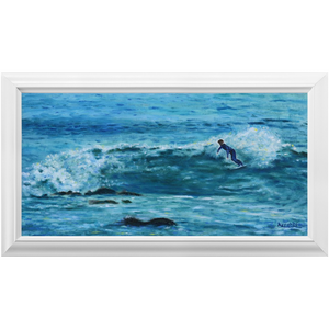 Open image in slideshow, The Wave. Surfer oil painting - Framed Prints. Printed Art of Surfer.
