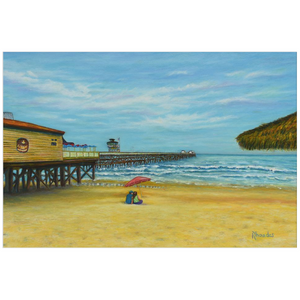 Open image in slideshow, &quot;Tranquil Days&quot; Art Poster. Painting of San Clemente Pier. Fine Art Printed Poster.
