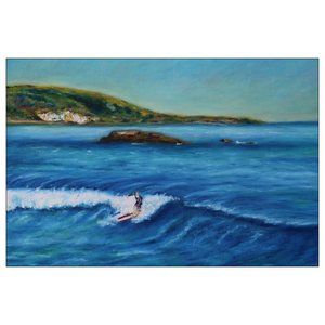 "Surfs Up" Art Greeting Cards. Painting of Surfer. Flat Cards.