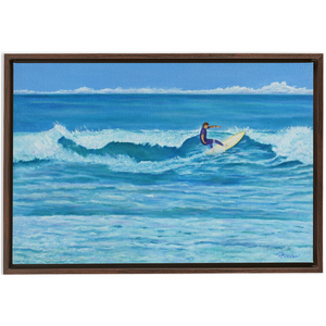 Open image in slideshow, &quot;Flow State&quot; Surfer Ocean Painting. Printed Artwork. Framed Canvas Wraps.
