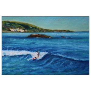 "Surfs Up" Art Greeting Cards. Painting of Surfer. Flat Cards.