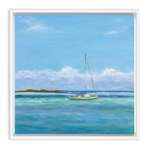 Open image in slideshow, &quot;Tahiti Blues.&quot; Tahiti Ocean Painting. Printed Framed Canvas Wraps
