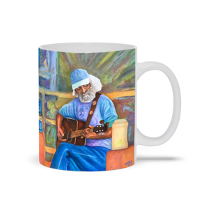 "Whatever It Takes" Art Mugs. Painting of Guitar Player. Printed Mug. Art Coffee Mug.